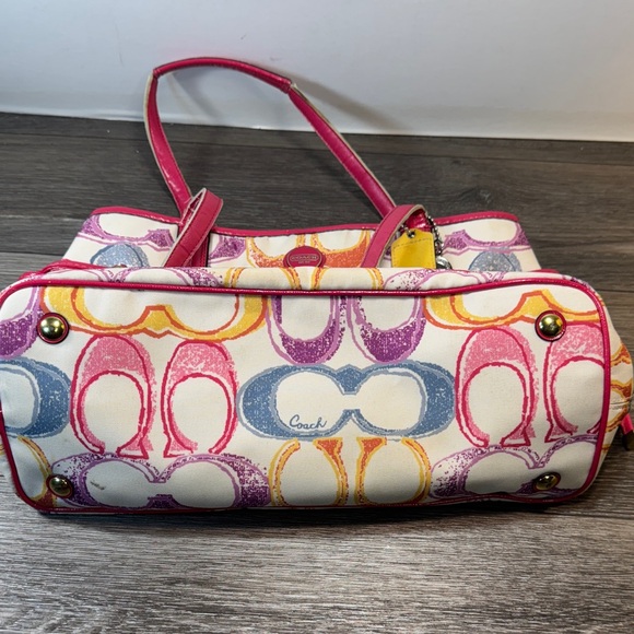Coach Vibrant Pink and Yellow Shoulder Bag - Picture 11 of 11